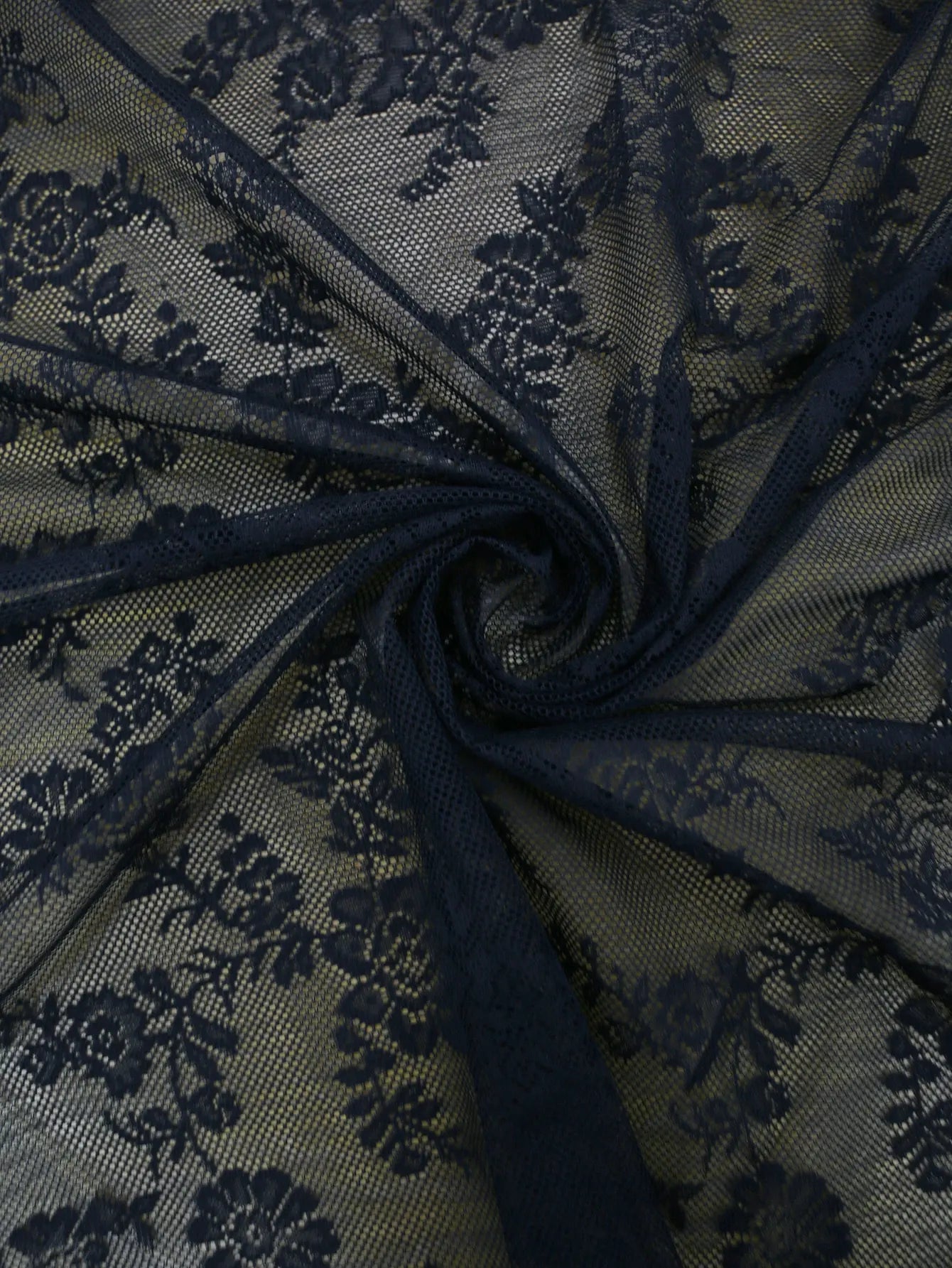 Black Floral Lace Sheer Curtain Panel