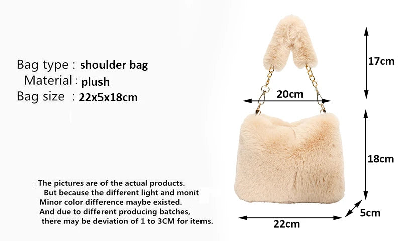 Pearl Chain Plush Shoulder Bag