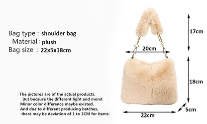 Pearl Chain Plush Shoulder Bag
