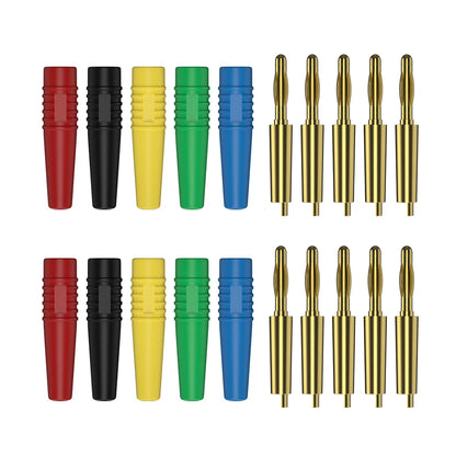 10-Pack 2mm Gold-Plated Banana Plug Connectors
