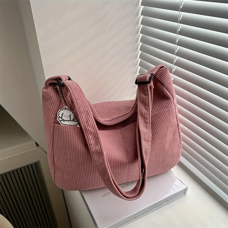 Corduroy Half Moon Shoulder Bag