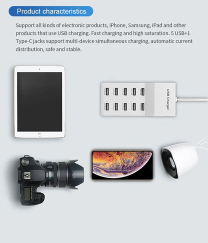 Multi-Device USB Charger Hub with EU Plug