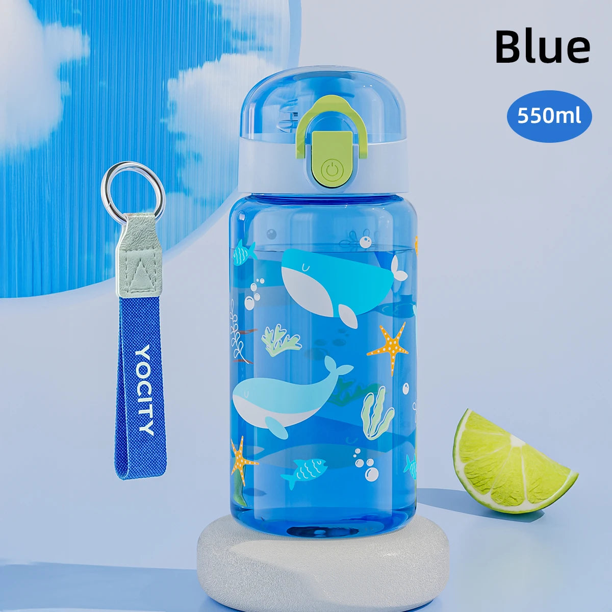 18.6oz Cartoon Water Bottle with Rope