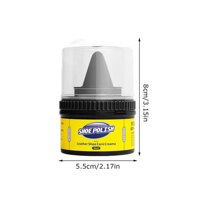 Leather Care Cream & Shoe Polish with Built-In Sponge Applicator