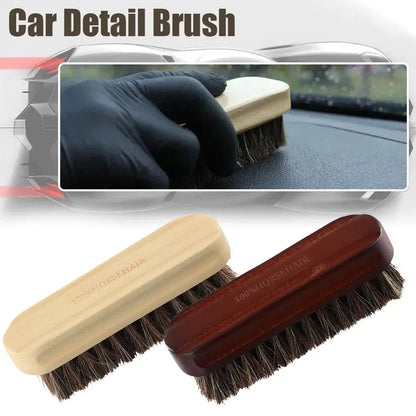 Genuine Leather Horsehair Car Cleaning Brush