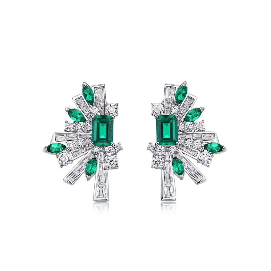 925 Silver Lab Emerald Wing Earrings