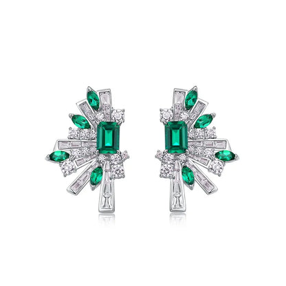 925 Silver Lab Emerald Wing Earrings