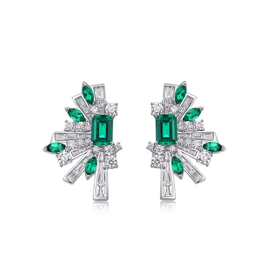 925 Silver Lab Emerald Wing Earrings