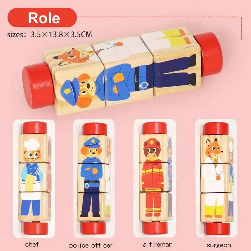 Rotating Wooden Cartoon Matching Puzzle