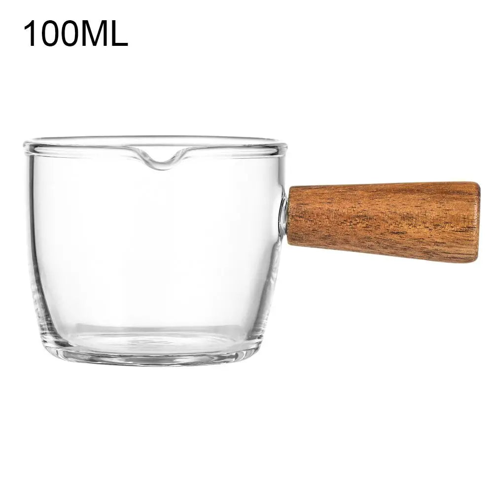 Wooden Handle Glass Measuring Cup