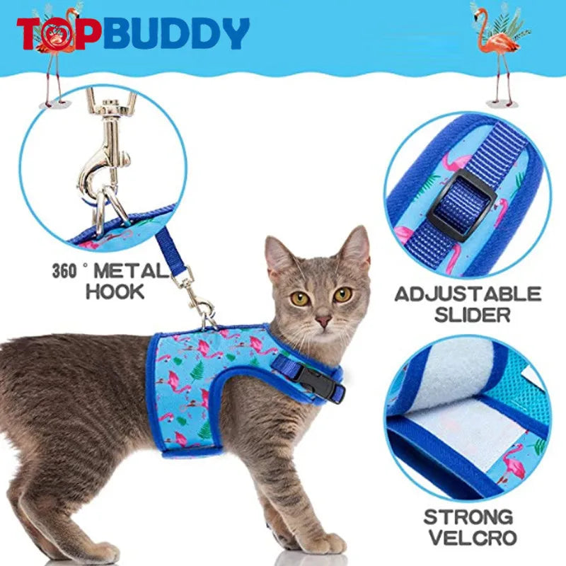 Reflective Cat Vest Harness with Walking Strap