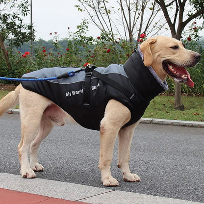 Reflective Winter Dog Coat with Faux Fur Collar for Large Dogs