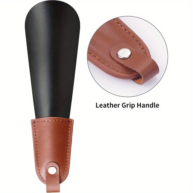 Stainless Steel Shoehorn with Leather Handle