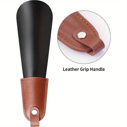Stainless Steel Shoehorn with Leather Handle