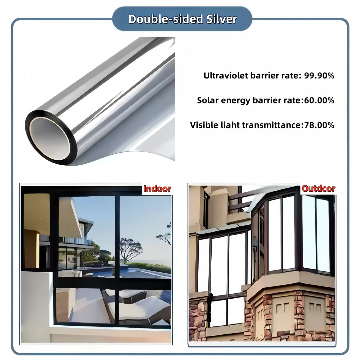 Silver One-Way Privacy Window Film