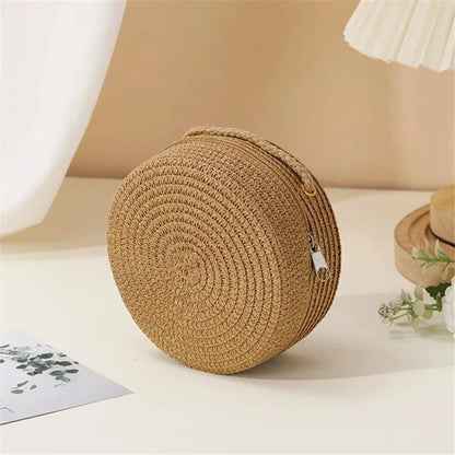 Woven Straw Crossbody Handbag