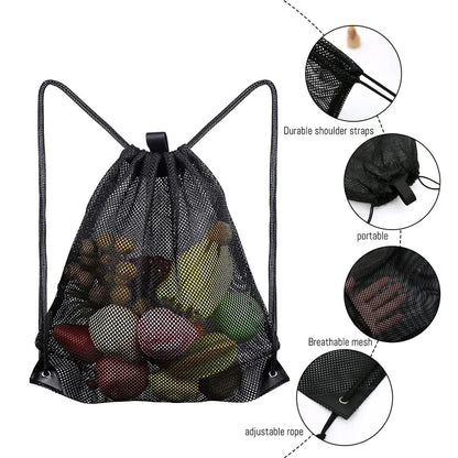 Heavy Duty Mesh Drawstring Sports Backpack