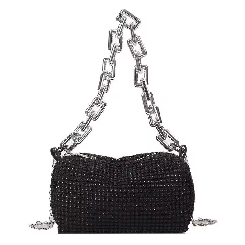 Rhinestone Chain Evening Crossbody Bag