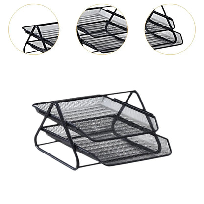 2-Tier Mesh Desktop File Sorter Organizer