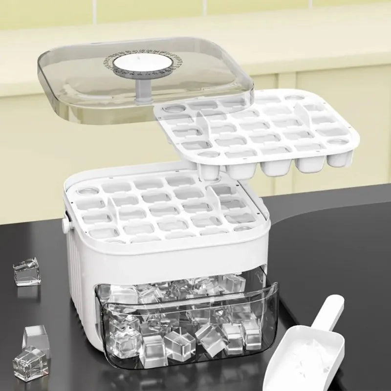 50-Grid Press Ice Cube Maker with Storage Box