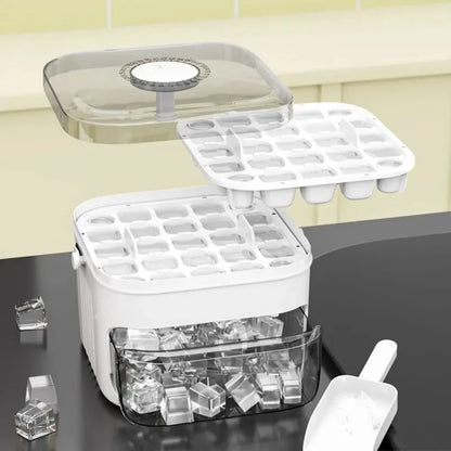 50-Grid Press Ice Cube Maker with Storage Box