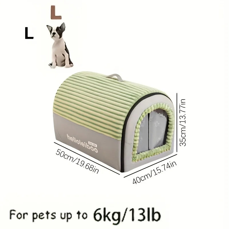 Enclosed Pet House with Door Curtain