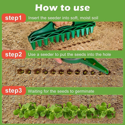12-Hole Garden Seeder & Hand Dibbler Tool