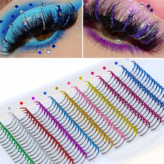 Rainbow Glitter Individual False Eyelashes