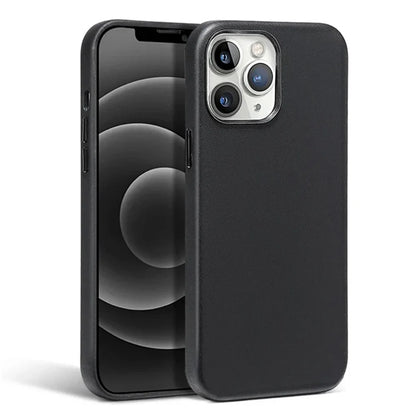 Luxury Leather Magnetic Wireless Charging Case For iPhone