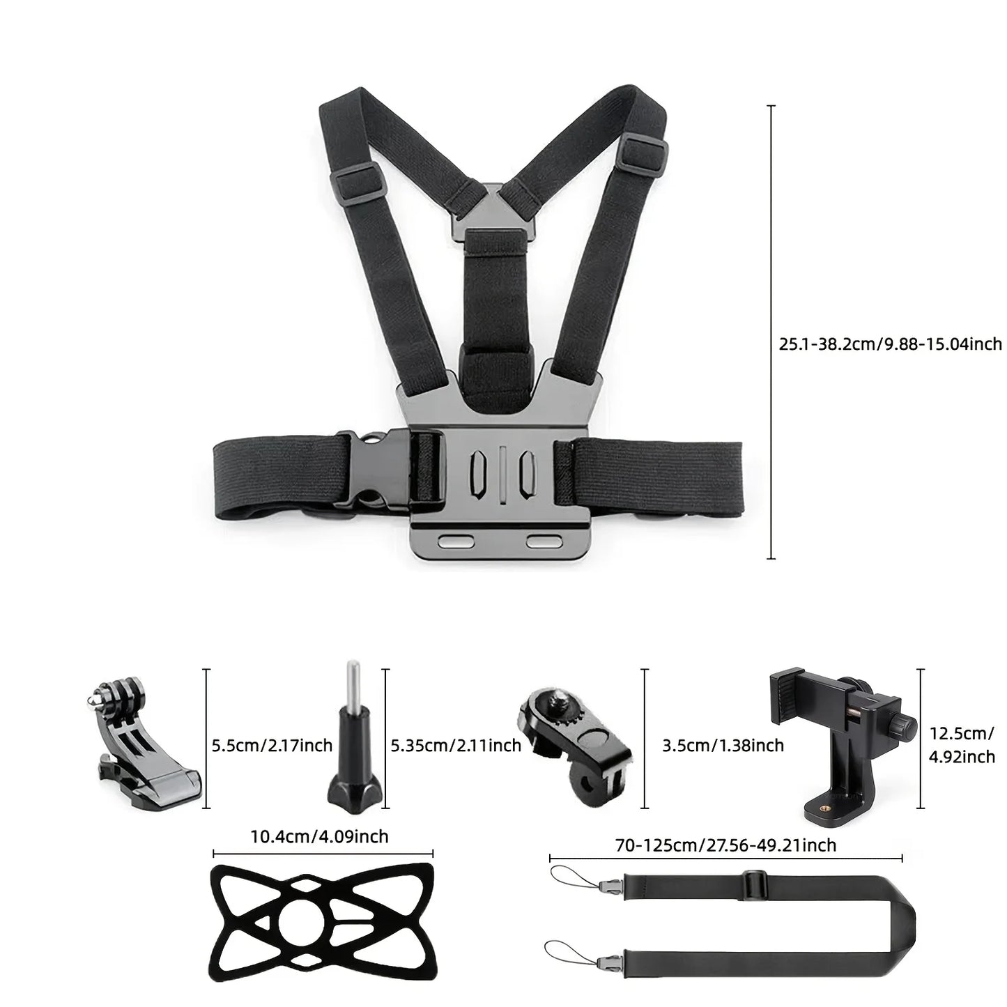 Adjustable Chest Mount for Action Cameras & Phones