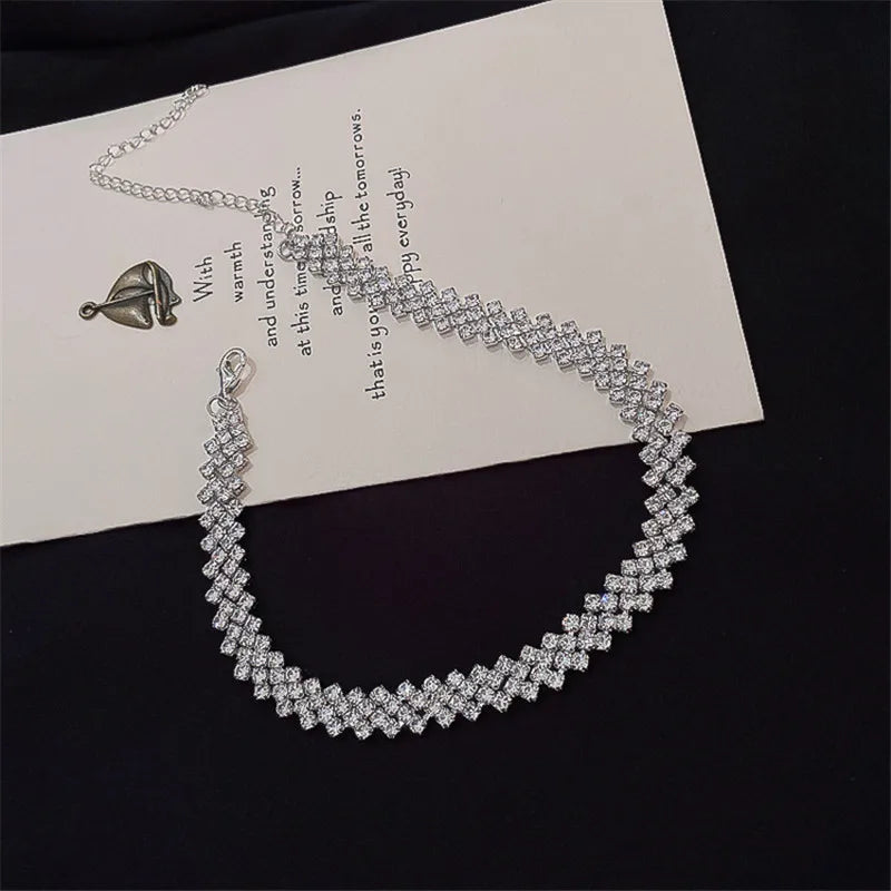 Geometric Rhinestone Crystal Choker Necklace