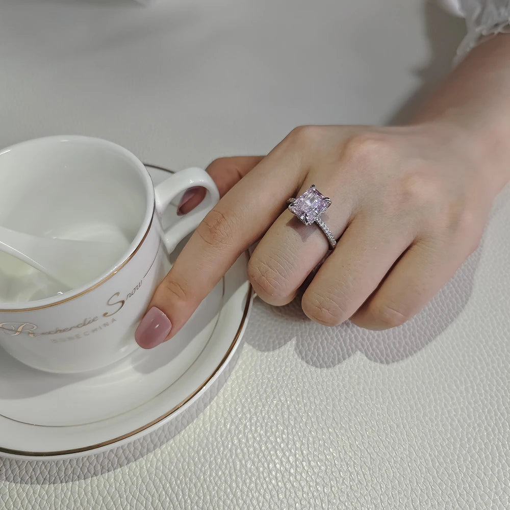Pink Rectangle Cubic Zirconia Ring