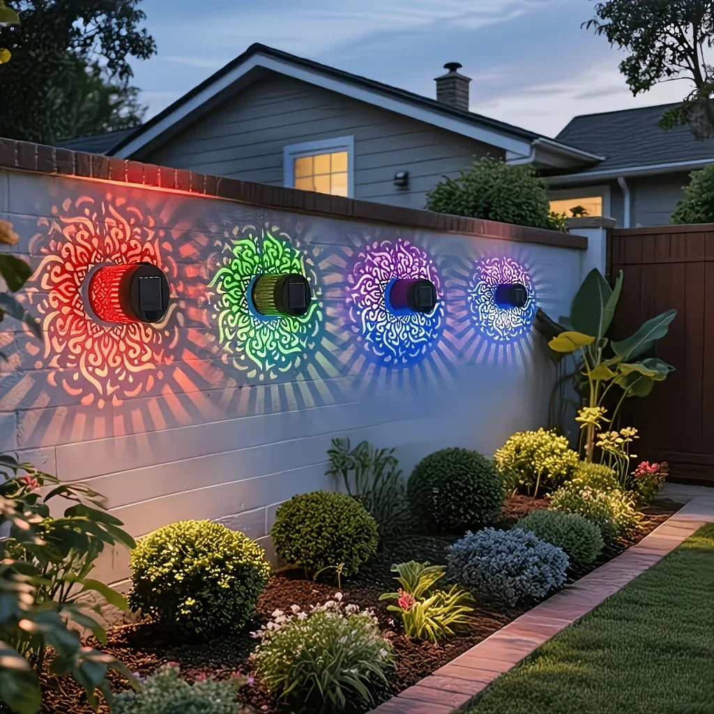 Solar Mandala Projector Garden Wall Light