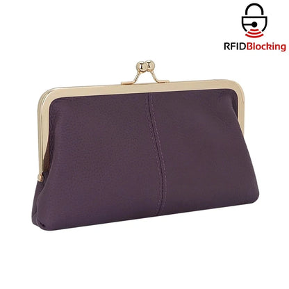 Genuine Leather Kiss Lock Wallet