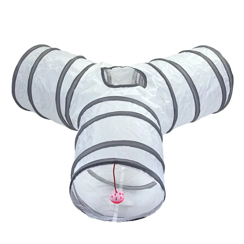 Interactive White Cat Play Tunnel
