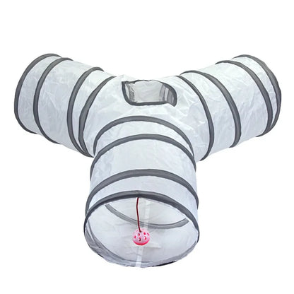 Interactive White Cat Play Tunnel