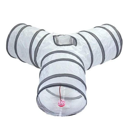 Interactive White Cat Play Tunnel