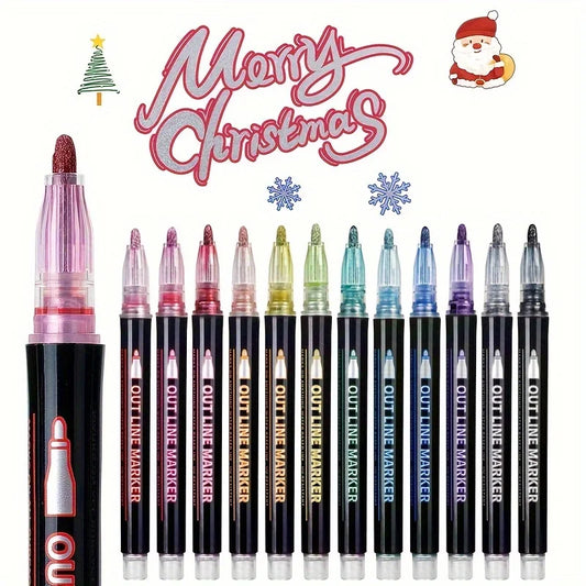 12 Colors Double Line Pen Marker