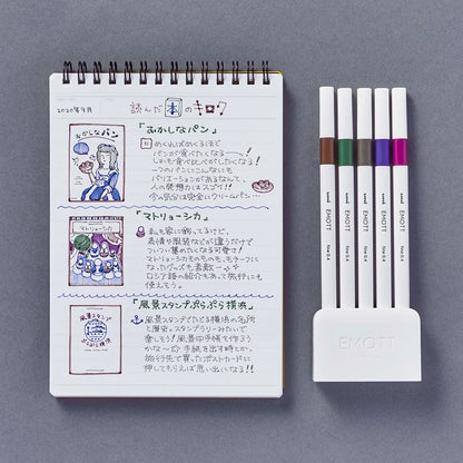 5pc Uni EMOTT Fiber Marker Pen water-based
