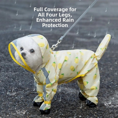 Waterproof Dog Hooded Raincoat with Reflective Design