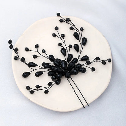 Pearl Rhinestone Flower Hair Pins