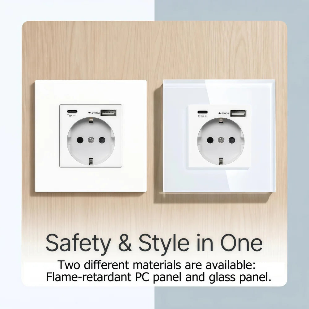 EU Type-C USB Wall Power Socket