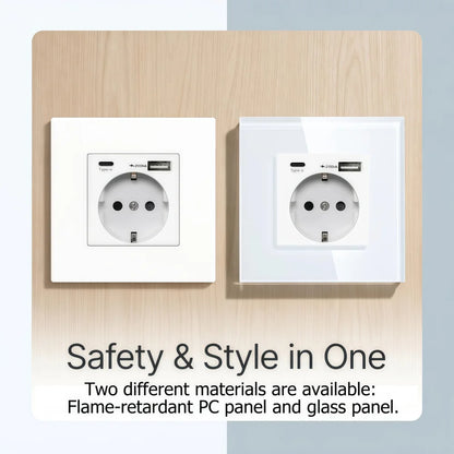 EU Type-C USB Wall Power Socket