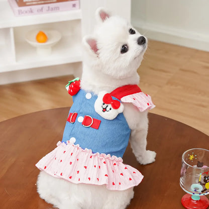 Cute Puppy Harness & Leash Dress Set