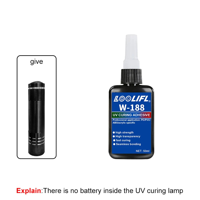 50ml Crystal Clear UV Resin Glue Kit with UV Lamp