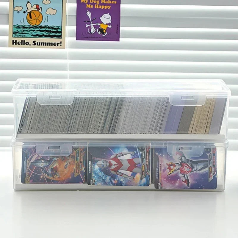 Clear Trading Card Storage Box with Adjustable Dividers