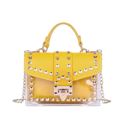 Studded Graffiti Crossbody Satchel Bag