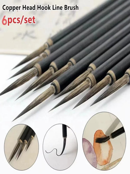 Professional Weasel & Stone Badger Hair Fine Line Painting Brushes