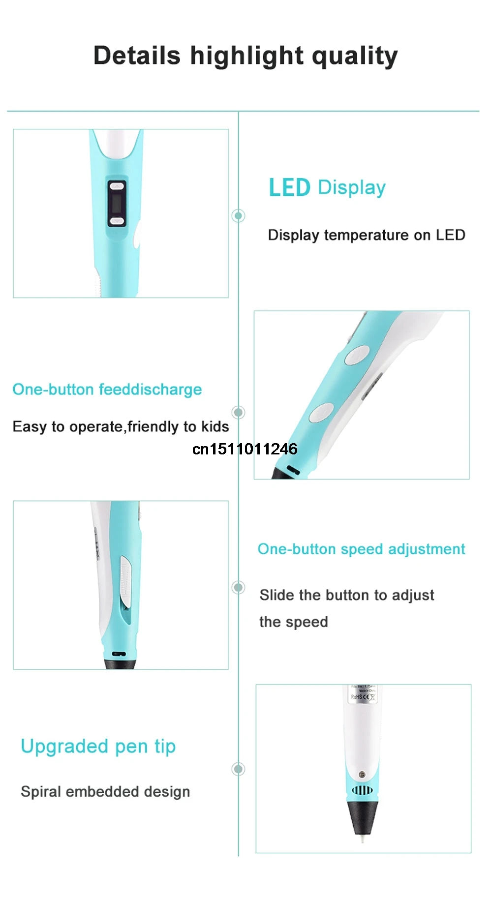 JuniorCare 3D Printing Pen with PLA Filament & Travel Case