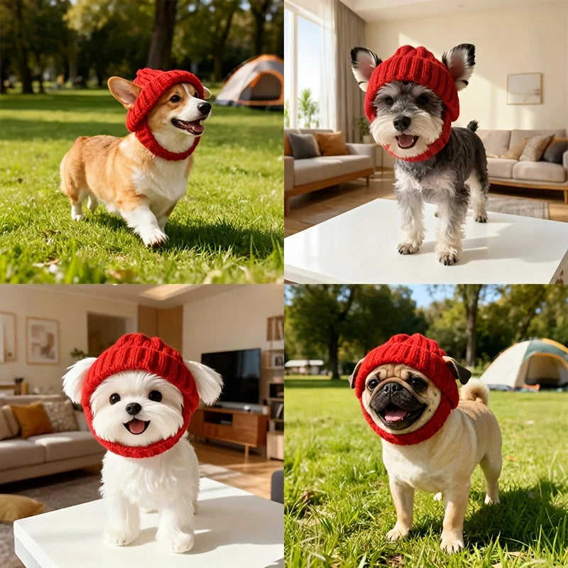 Winter Knitted Dog Hat for Small Dogs